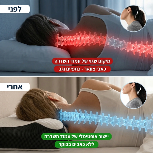 כרית שינה אורתופדית לתמיכת צוואר וגב